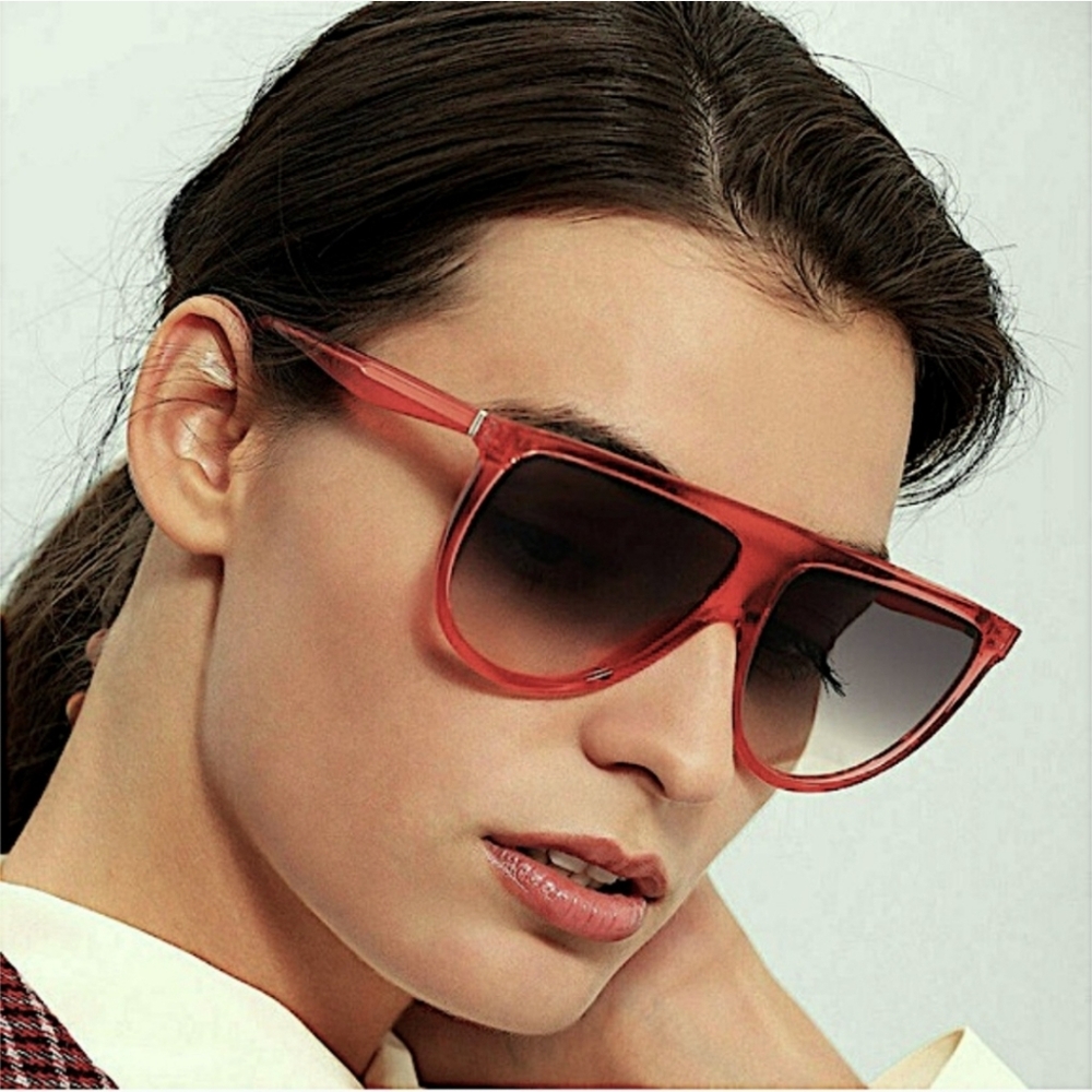 CELINE Acetate Thin Shadow Flat Top‎ Sunglasses Fuchsia Glitter CL41435/S